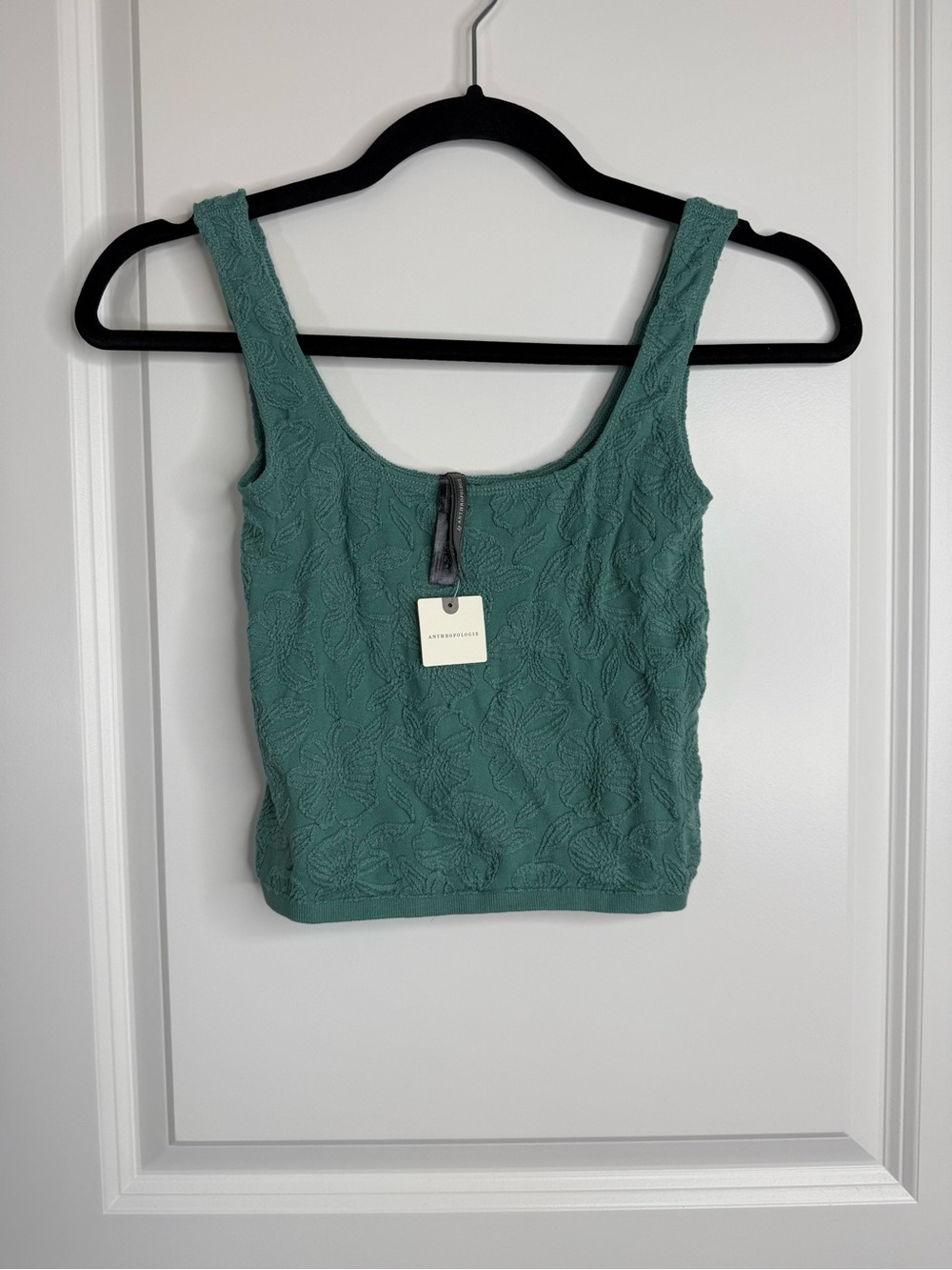 Anthropologie x By Anthropologie Textured Floral Tank Top NWT S/M green - Picture 2 of 9